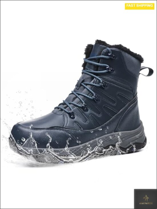 Men\'s Waterproof Snow Boots Mid Calf Winter Hiking Boot Durable Warm Fur Lined main image 4